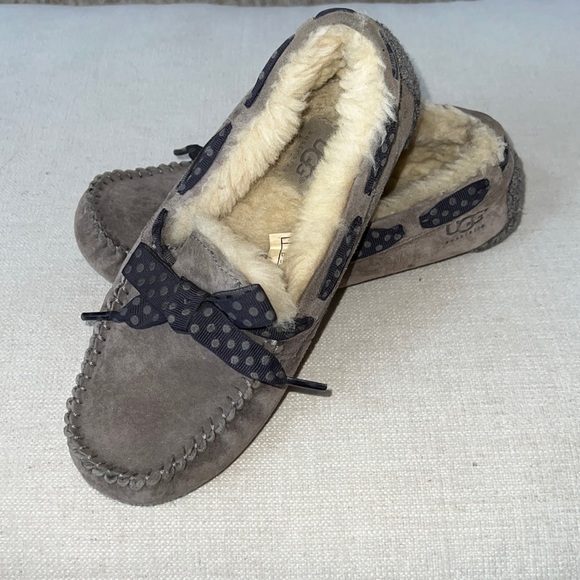 UGG Shoes - UGG Dakota grey suede slipper with ribbon trim-6